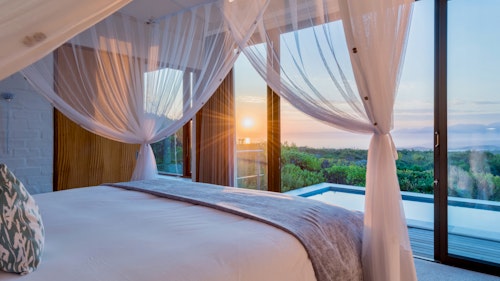 Nestled between mountain and sea, the Grootbos Private Nature Reserve is a five-star eco-paradise showcasing the incredible Flora and Marine life of the Southern Tip of Africa. Home of the "Marine Big 5" - whales, sharks, dolphins, seals and penguins; and with unparalleled floral diversity, Grootbos offers you a one-of-a-kind luxury African experience. Forest Lodge offers panoramic views and every suite offers complete privacy. Forest Lodge is an architectural masterpiece with a chic design that perfectly accentuates the draping branches of the surrounding Milkwood forest. A creative gourmet cuisine, using home-grown organic vegetables and the freshest local produce, is complemented by fine local wines. Dedicated conservationists accompany guests daily on awe-inspiring excursions to explore the flora, fauna, bird and marine life of the area by foot, boat, horseback or in an open 4x4 vehicle. From June to December marvel at the Southern Right Whales that may be viewed from the rocky cliffs, pure white beaches, by boat or light airplane.

INSIDER'S TIP: We are in the heart of the Cape Floral Kingdom - the smallest but richest of the six floral kingdoms – and at Grootbos 760 of the 9000 fynbos species found in the Cape grow here.