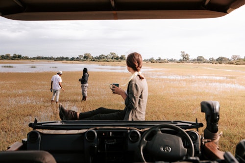 All Wilderness camps in the Okavango Delta offer twice daily game drives. Set out at first light, when predators are still active, in open 4x4 vehicles across plains, grasslands, and mopane woodland in search of wildlife. Skilled guides and trackers look for fresh paw prints, listen to alarm calls search for encounters with elephants, lions, leopards, wild dogs, and the many antelope species that thrive here. 

After a mid-morning coffee stop in the bush, drives usually return to camp for a leisurely breakfast or brunch. Afternoons bring another game drive, often timed with the cooler hours of the day, when animals emerge to graze and hunt. With only a handful of vehicles allowed in vast private concessions, sightings feel personal and unhurried, allowing plenty of time for photography or simply watching nature unfold.